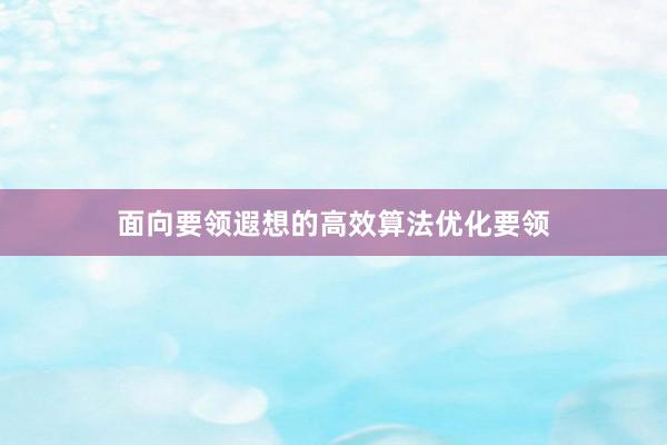 面向要领遐想的高效算法优化要领